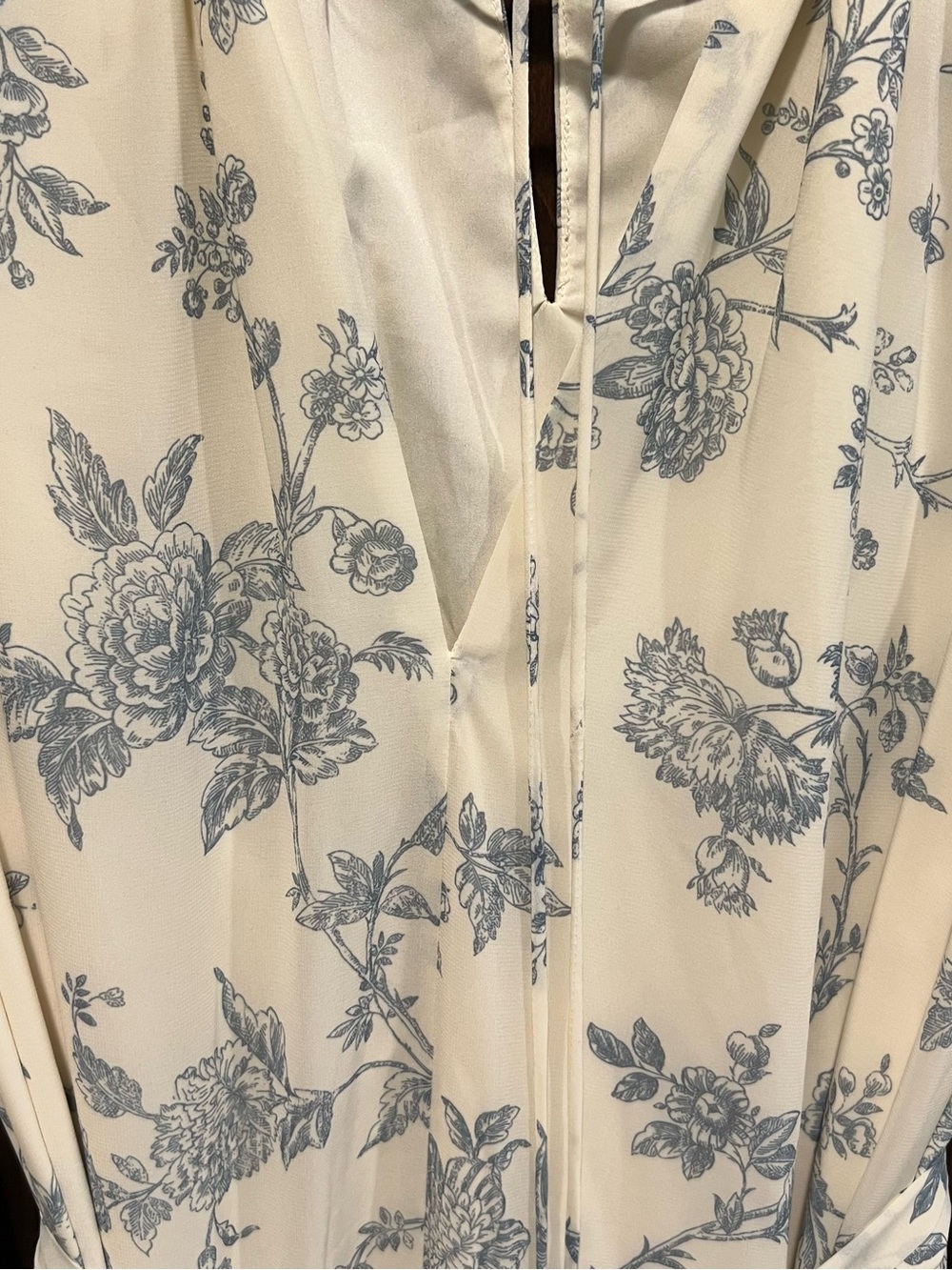 Ivy City Co Imogene Cream Maxi Dress with Blue Toile Floral Print - Picture 4 of 6